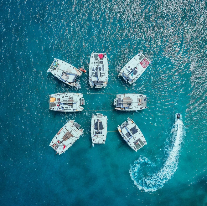 Sailing catamaran in the Ionian sea